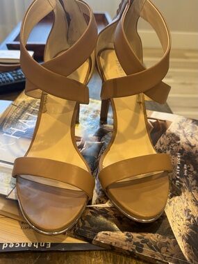 Kenneth Cole Tan Strappy Crossband High Heel Sandals